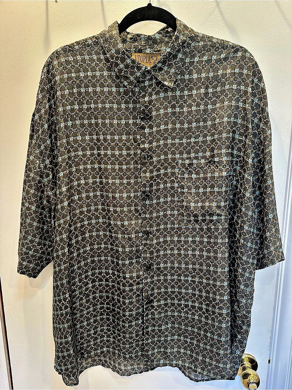 UTOPIA Men's Silk Button Down Shirt XL Like New